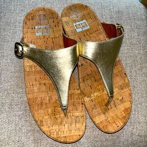 Fitflops Gold Sandals with Cork Sole